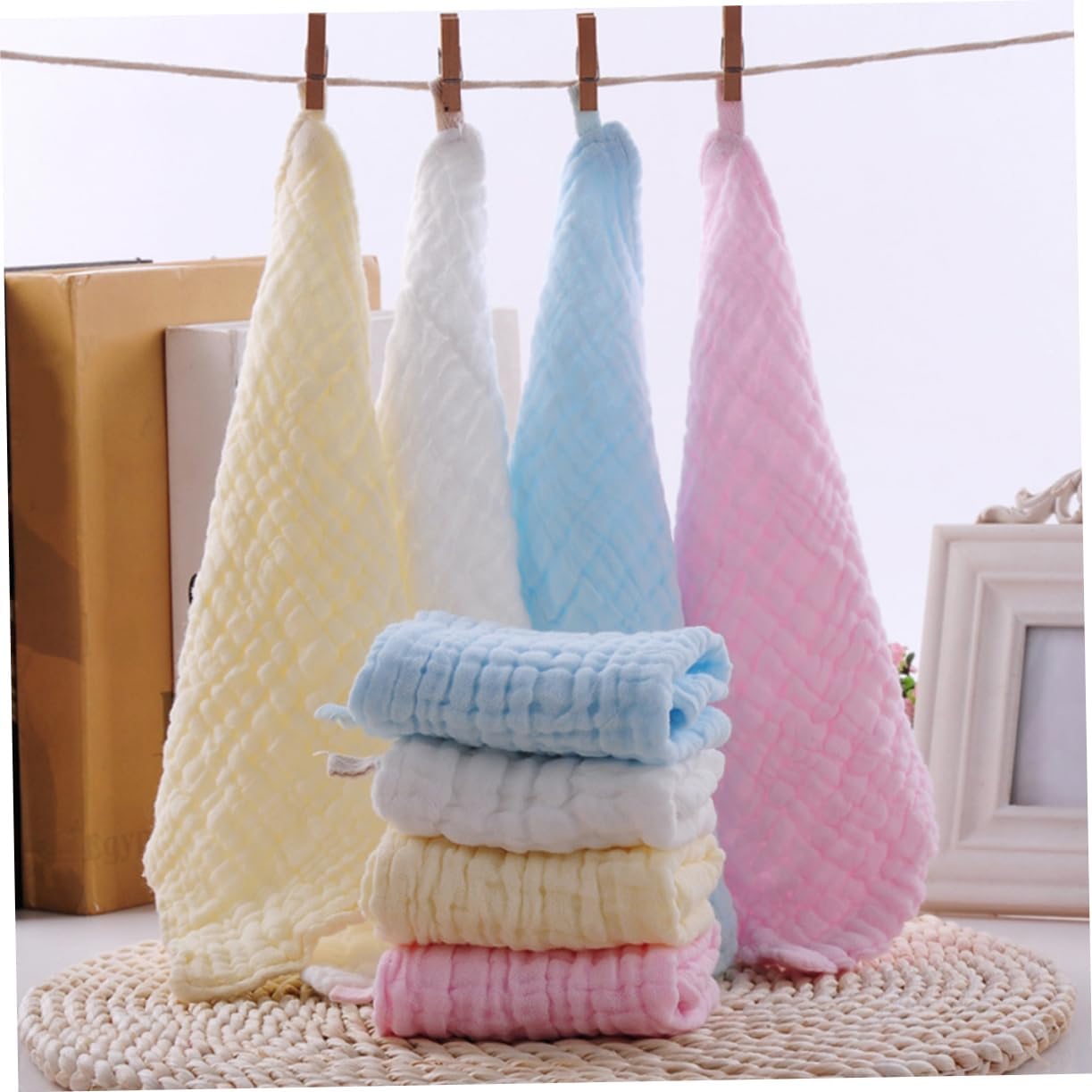 Beatifufu 5pcs Baby Towel Infant Washcloth Baby Saliva Towel Infant Face Towels Babywipes Baby Bath Towels Kids Bath Towels Baby Facial Towels Newborn Facial Towels Cotton Baby Facial Towels - Image 5